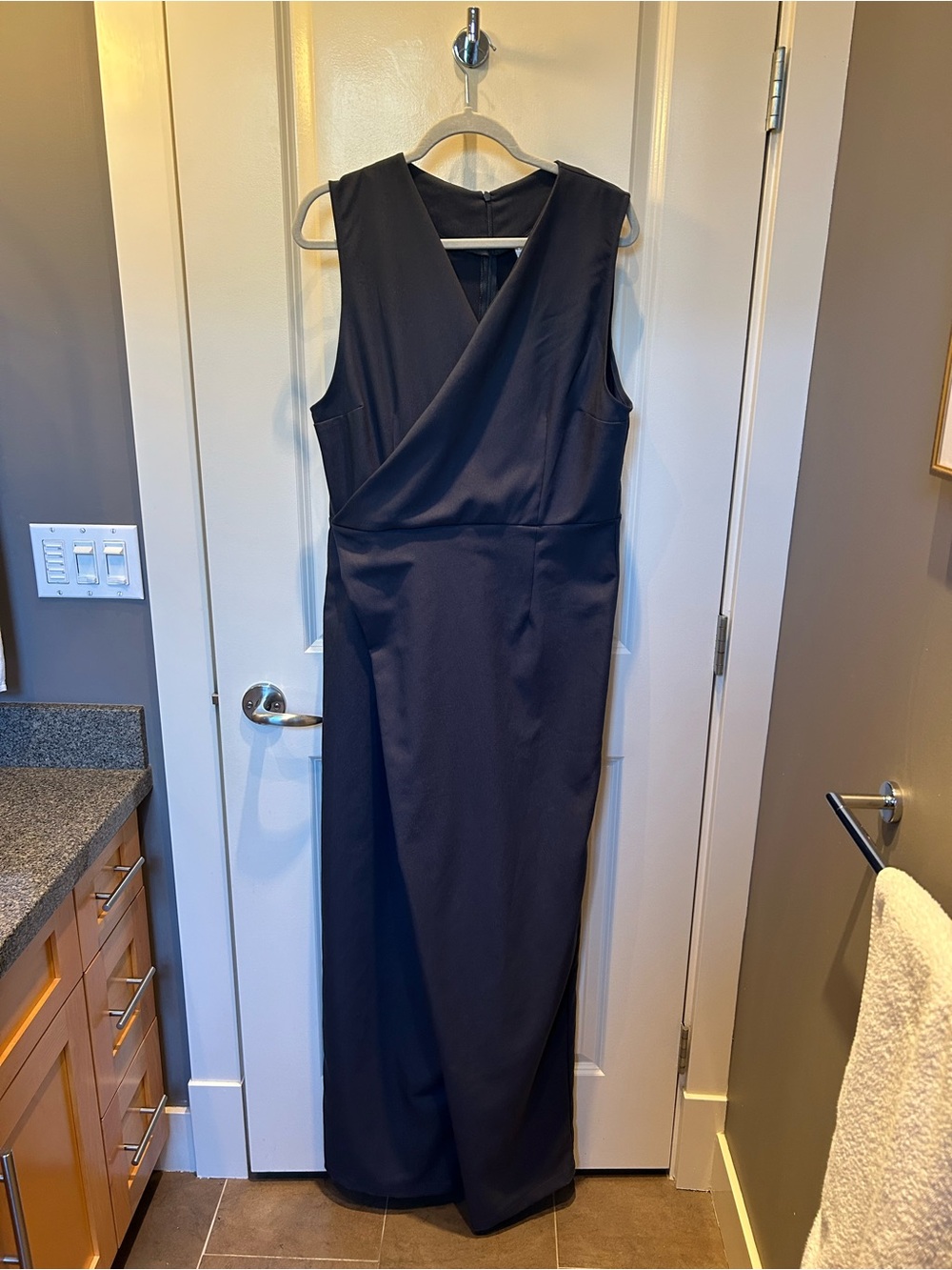 Sleeveless Navy Wrap-Front Jumpsuit